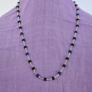 26  1/2" black Tulasi with Lapis Lazuli (gemstone for Saturn) beads